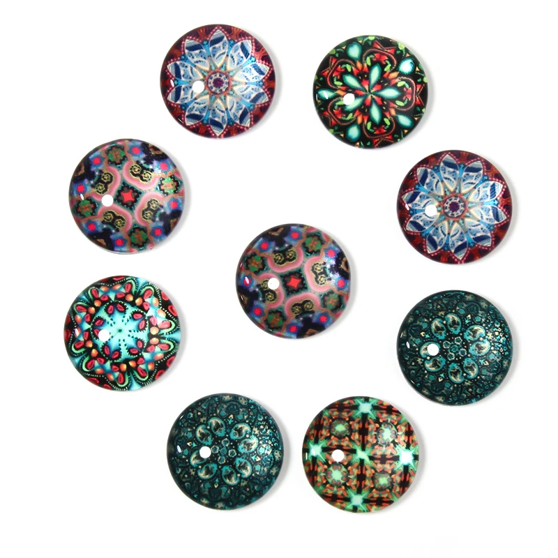 

10pcs Strange Flower Patterns 10/12/18/20/25mm Round Flatback Glass Cabochon Spacers For DIY Jewelry Making Accessories