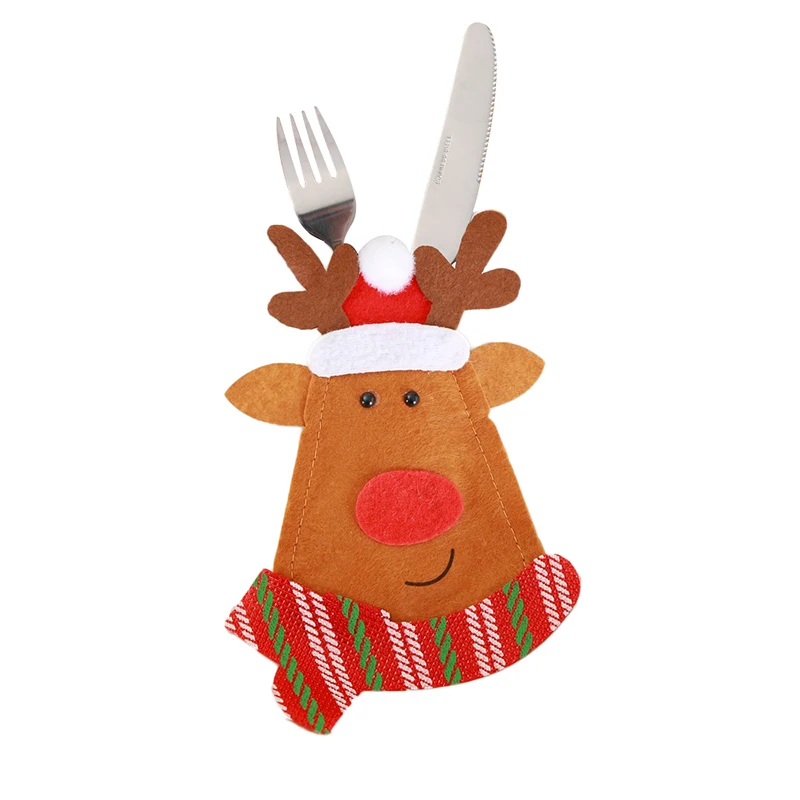 Christmas Decorations Creative Cutlery Santa Clause Snowman Elk Fork Knife Pockets Dinner Table Decor Home Decoration 6 Styles