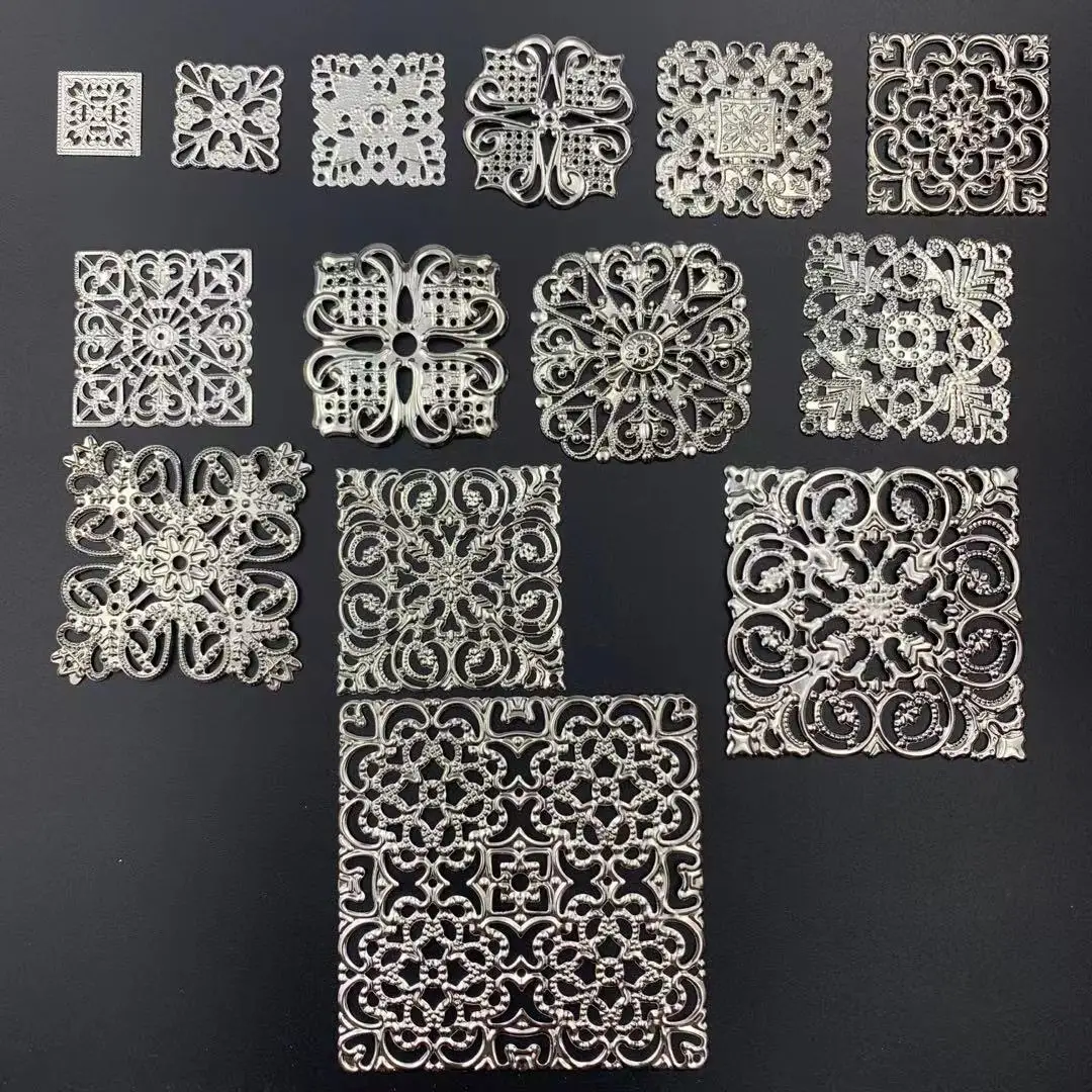 Wholesale  Filigree square crafts  Hollow Embellishments Findings,Jewelry Accessories  ornaments