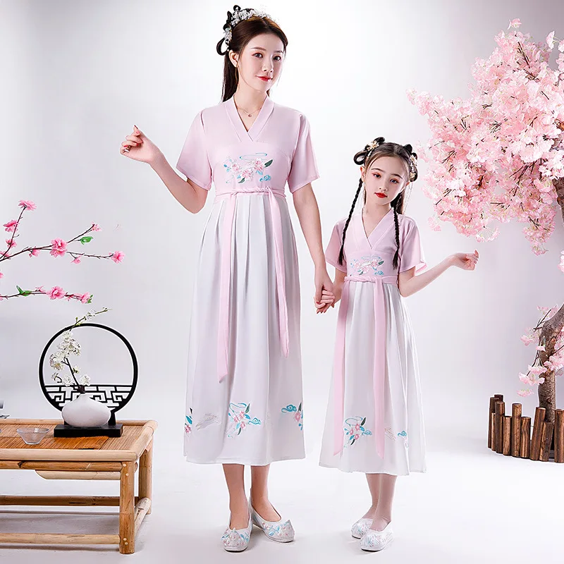 Traditional Chinese Hanfu Women Dress Folk Dance Embroidery Party Stage Performance Princess Ancient Costumes girls Christmas