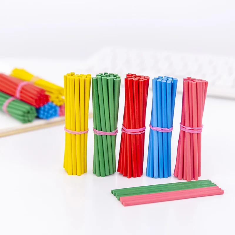 100pcs Colorful Bamboo Counting Sticks Mathematics Teaching Aids Counting Rod Kids Preschool Math Learning Toys for Children