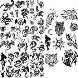 Small Owl Tiger Wolf Temporary Tattoos For Adults Men Realistic Scorpion Dragon Wolf Fake Tattoo Sticker Body Arm Tatoos DIY