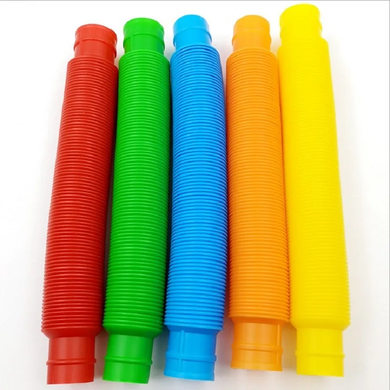 6PCS Flexible Plastic Popular Color Creative Telescopic Pipe Corrugated Decompression Vent Children\'s Toy Birthday Party Gift