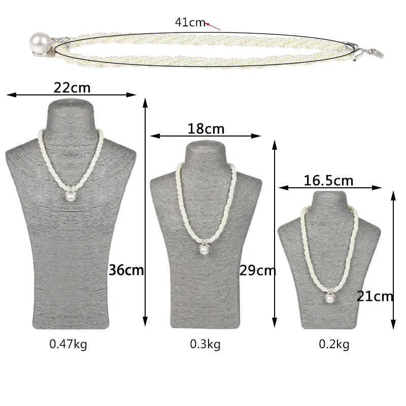 Natural Hemp Rope S/M/L PVC Jewelry Holder Woman Mannequin Necklaces Bust Stand Jewellery Display Pendants Shelf Packaging Gift