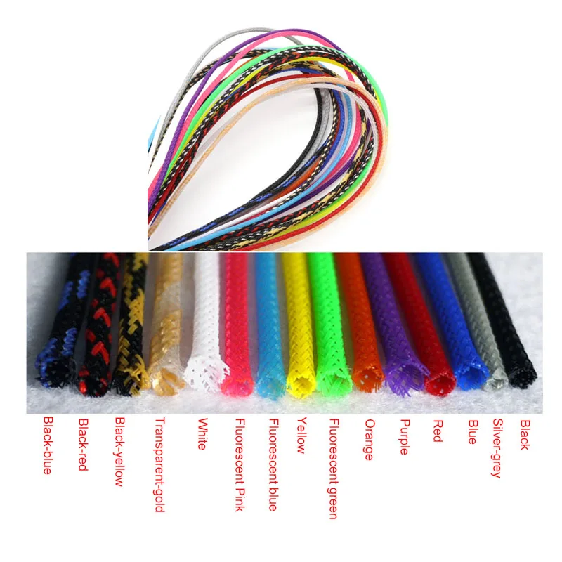 1-20M 4-12mm Black-white-pink Cable Sleeves Snakeskin Mesh Wire Protect Nylon Tight PET Expandable Insulation Sheathing Braided