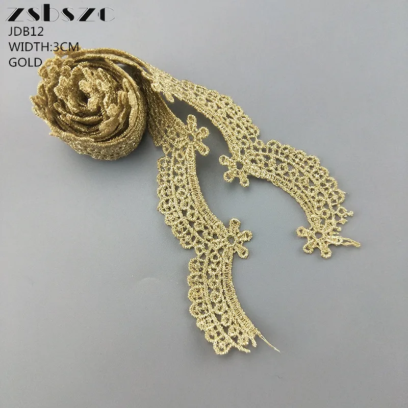 3CM Width 5Yards Gold Lace Knit Trim Lace Fabric For Garment Sewing Accessories Applique Crafts