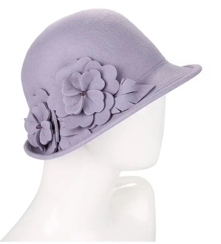 100% Wool Warm High Quality Flower Children Bucket Hat New Beautiful Cute Cool Fashion Hats For Children Solid Color Kids Hat