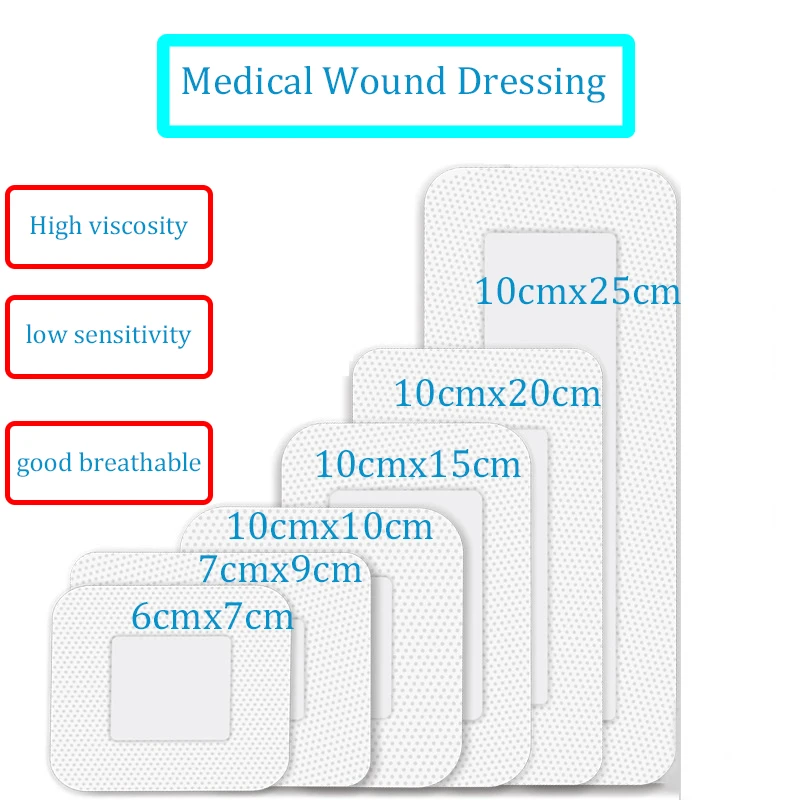 20Pieces 6cmx7cm/7cmx9cm Medical Self-adhesive Non-woven Wound Dressing Large Size Hypoallergenic Band Aid Bandage