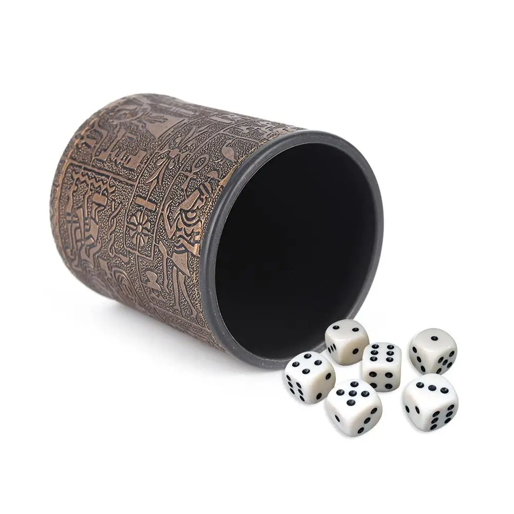 Luxury Leather Dice Cup Egyptian Pattern Style Bars Party Board Game Accessories Paying Cards Supplies Dice Cup Wholesale