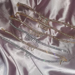Personalized Custom Name Bracelet Anklet Letters Silver Plating Tennis Chain Adjustable Bracelet for Women