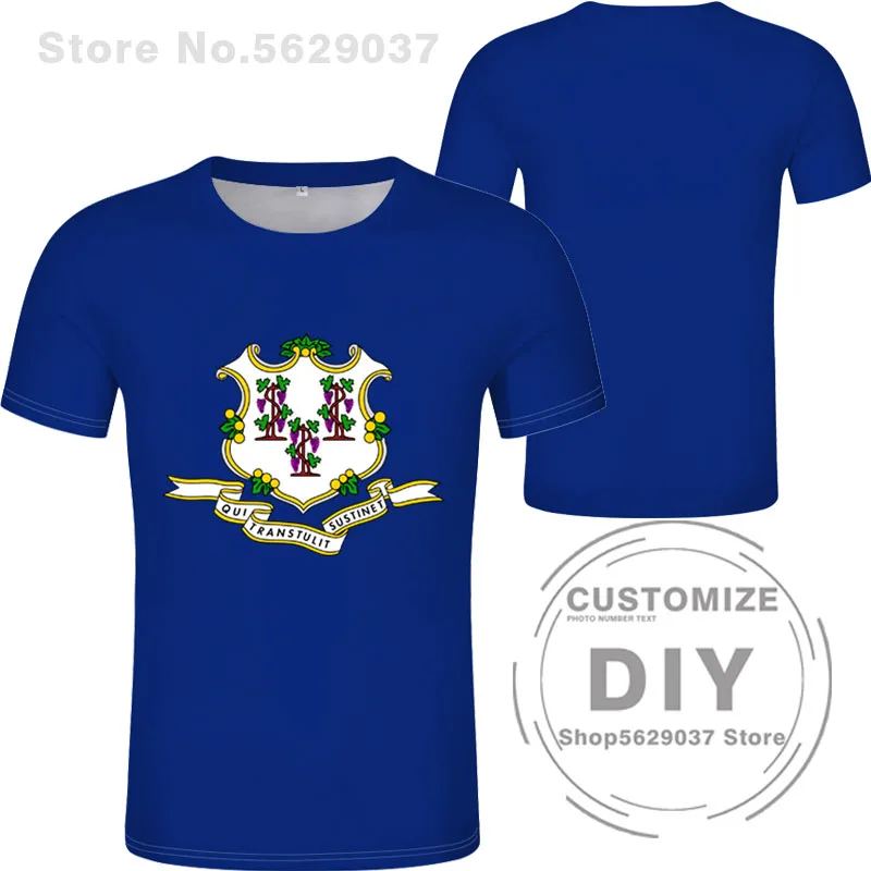 Connecticut T Shirt Custom Made Name Number Usa Hartford Ct T-shirt America Print Bridgeport New Haven Danbury Stamford Clothing