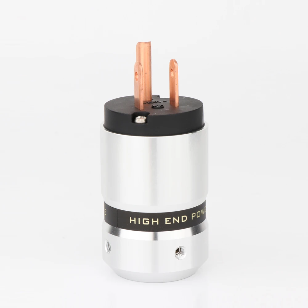 Preffair Premium Rhodium/Gold/Rot verkupferter US-Netzstecker – Gehäuse aus Aluminiumlegierung für HiFi-Audio, Heimkino – Detail 2