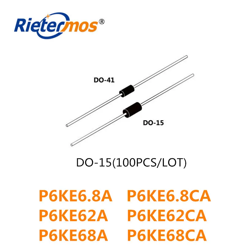 100PCS DO-15 P6KE6.8A P6KE6.8CA P6KE62A P6KE62CA P6KE68A P6KE68CA DO-204AC 고품질