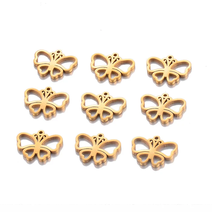 10 Stück/Set Edelstahl-Anhänger für Armbänder, Schmetterlings-Accessoires, DIY-Schmuckzubehör – Detail 1
