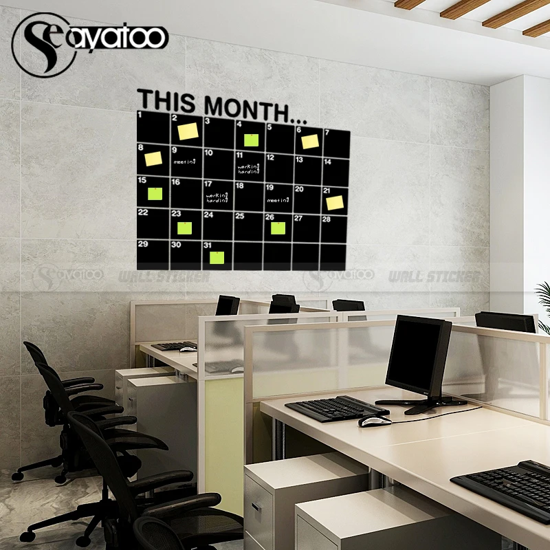 This Month Wall Calendar 2023 Monthly Planner Blackboard Wall Stickers Vinyl Decal Office Decoration Erasable Chalkboard 58x72cm