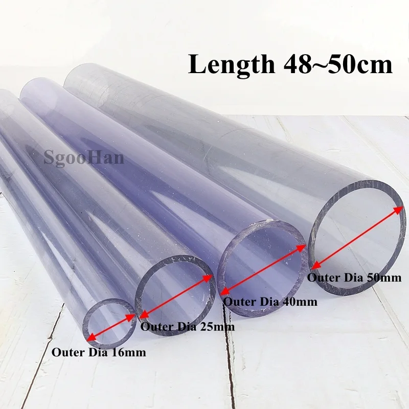 2pcs Length 50cm Outer Diameter 16~110mm UPVC Transparent Pipe Aquarium Fish Tank Tube Garden Irrigation Watering Fittings