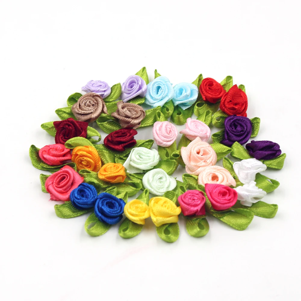 50Pcs/Lot Silk Bow-Knot Mini Rosette For Home Wedding Party Ribbon Cake Bow Tie Decoration Scrapbooking DIY Crafts Supplies