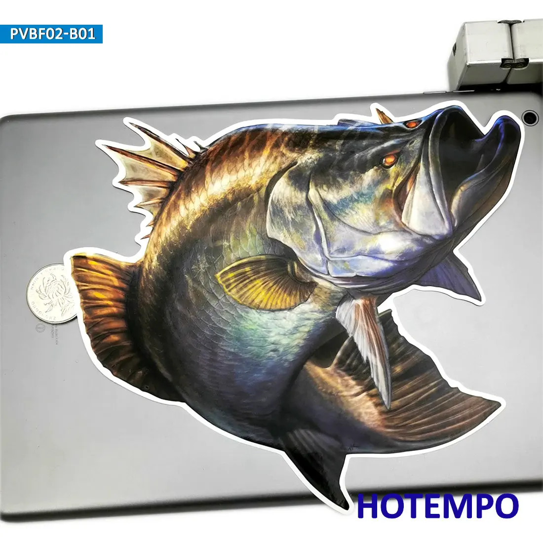 20cm 7.87inch Big Size Fish Largemouth Bass Golden Perch Waterproof Stickers for Go Fishing Laptop Guitar Motorcycle Car Sticker