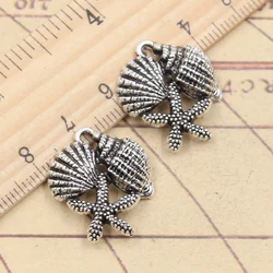 10pcs Charms Sea Shells Starfish Conch 23x20mm Tibetan Silver Color Pendants Antique Jewelry Making DIY Handmade Craft