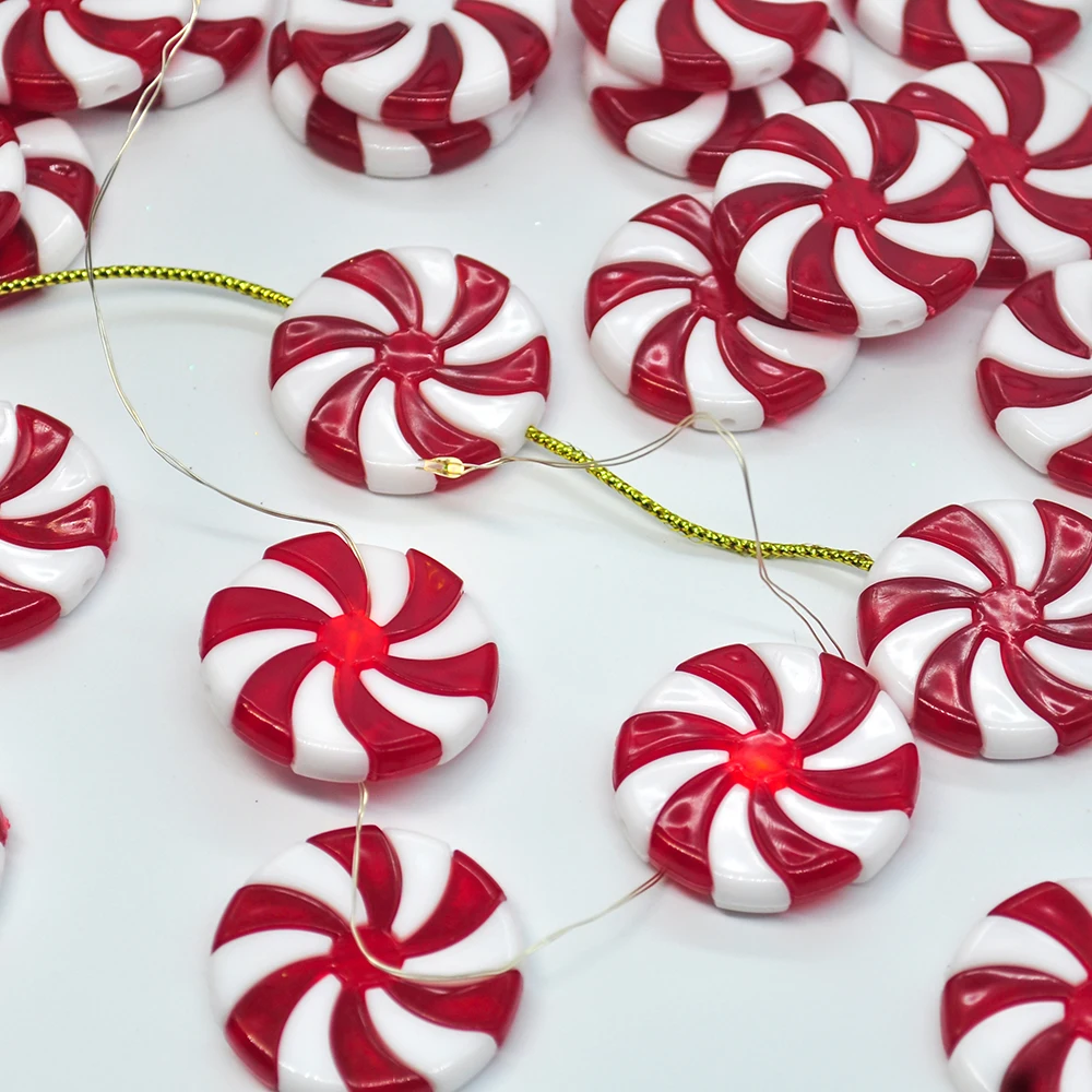 YQUQWN 48 Stück Weihnachts-Spiral-Dekorationen – Süßigkeiten-Motiv, Vormontiert, Für Baum & Raumdeko