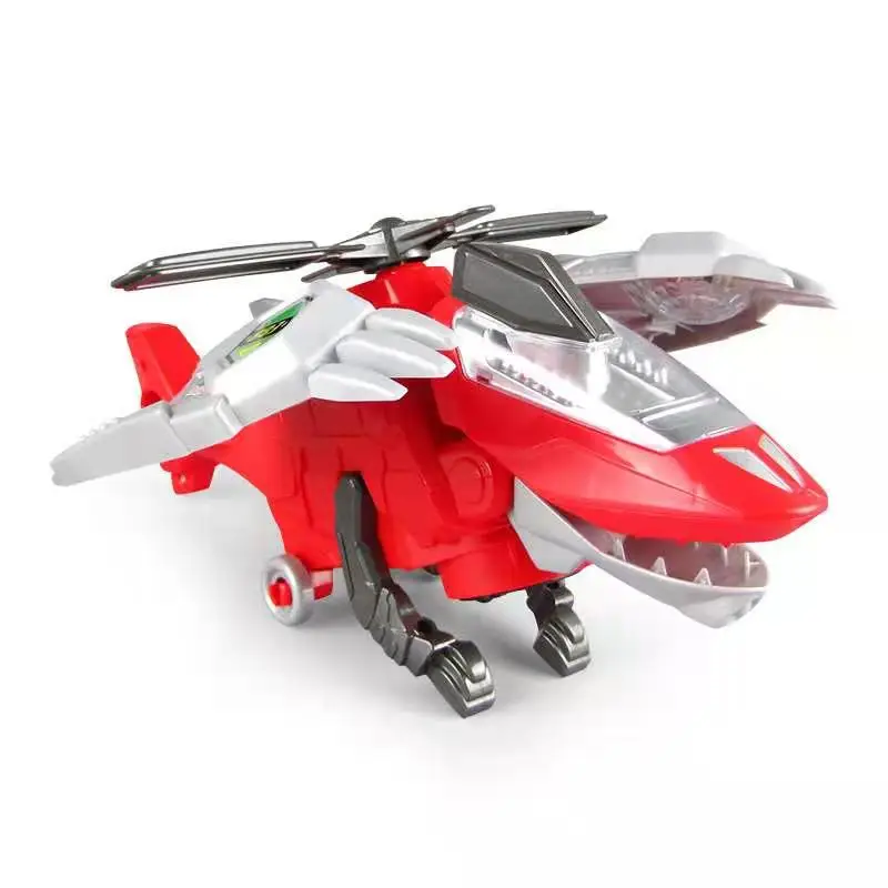 New one-click toy auto transform plane plastic model plane music light toy boy amazing gift children's toys