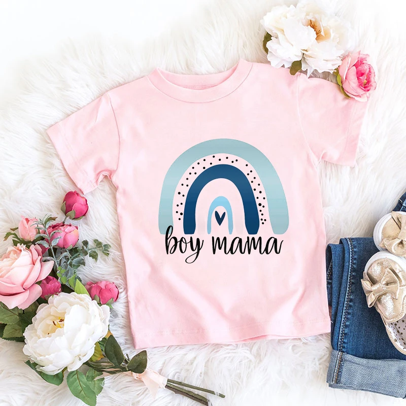 

T-shirt for boys/girls Mother's Day rainbow print holiday gift clothing harajuku kids shirt summer aesthetic girls tshirt