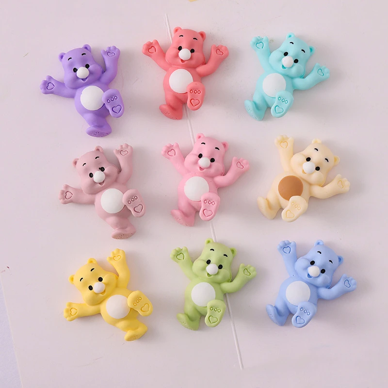 10PC Cute Cartoon Bear Series Resin Accessories DIY Hairwear Jewelry Brooch Decorative Material Scrapbook Phone Key Chain Crafts