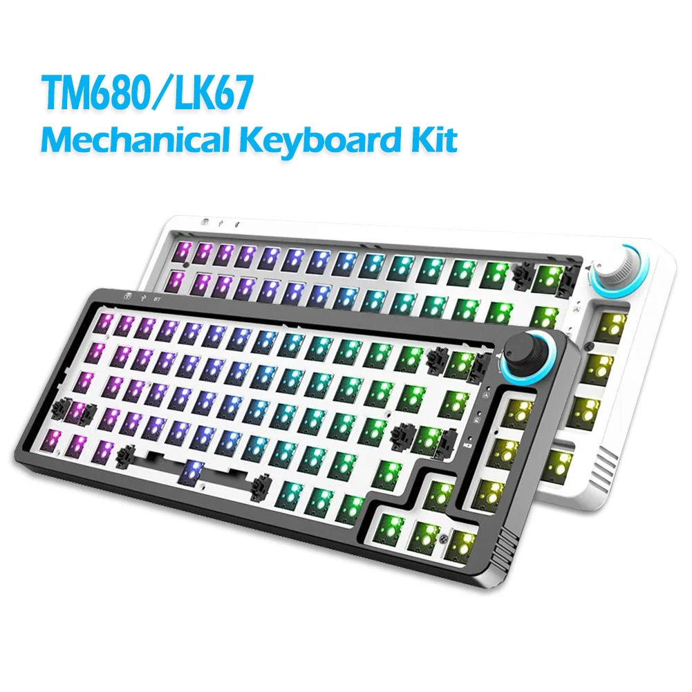 

LK67/KF068 Hot Swap Mechanical Keyboard DIY Kit Wireless Bluetooth 3 Mode Compatiable3/5 Pin Switches Knob RGB Wireless Keyboard