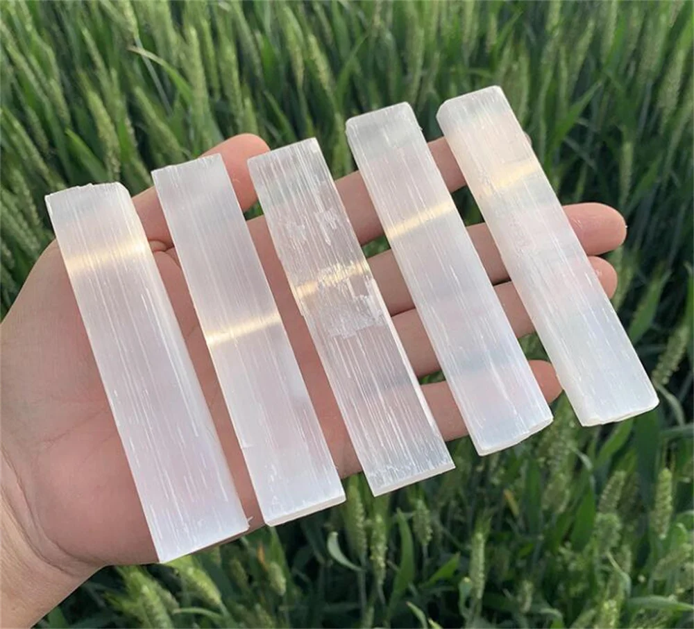 

New 50pcs/lot 4 inch Selenite Small Sticks Natural Stones healing stone for Good Vibes, EMF & Radiation Protection Reiki