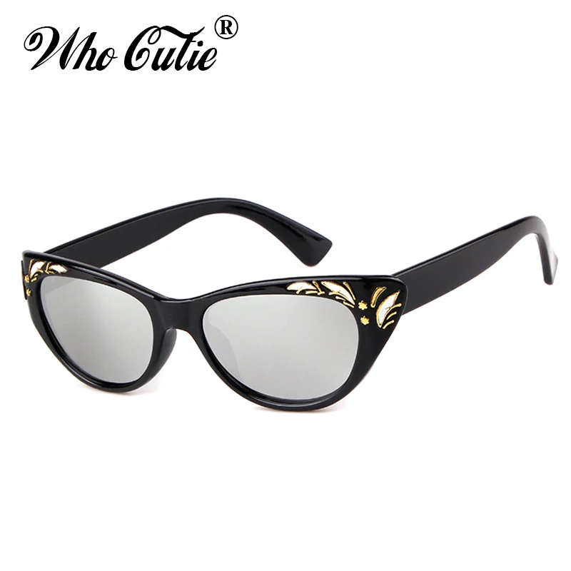 WHO CUTIE 2025 Black Cat Eye Sunglasses Women Brand Designer High Quality Retro Vintage Cateye Frame Sun Glasses Shades OM693