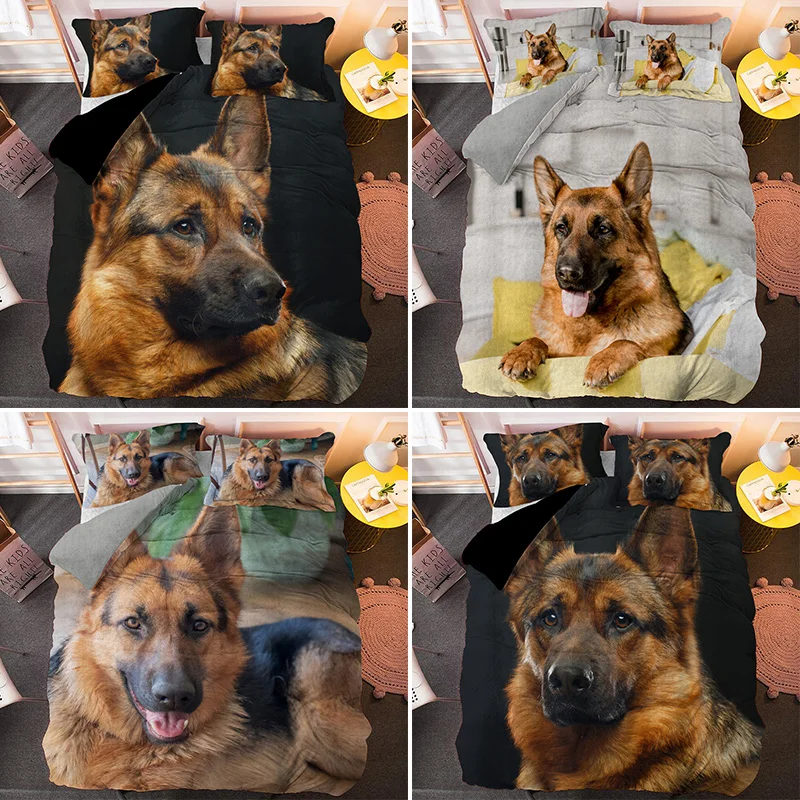 Euro Size Pet Dog Bedding Set German Shepherd Animal Duvet Cover 2/3pcs Bedclothes Pillowcase Quilt Comforter Covers