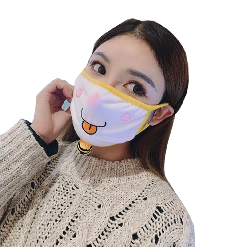 Lucu Gaya Korea Wajah Mulut Masker Unisex Kartun Mulut Meredam Unisex Respirator Anti Polusi Udara Kapas Masker