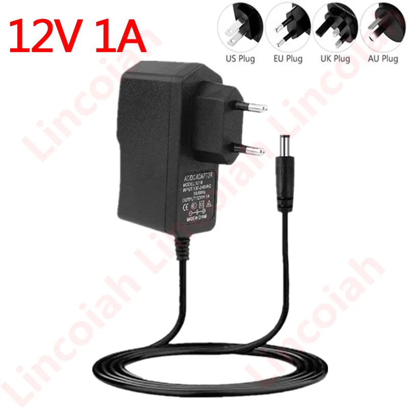 ユニバーサル電源アダプター12 v1a ac 100-240v,コンバーター,充電器,EU us uk,ポータブル,旅行用,充電器付き