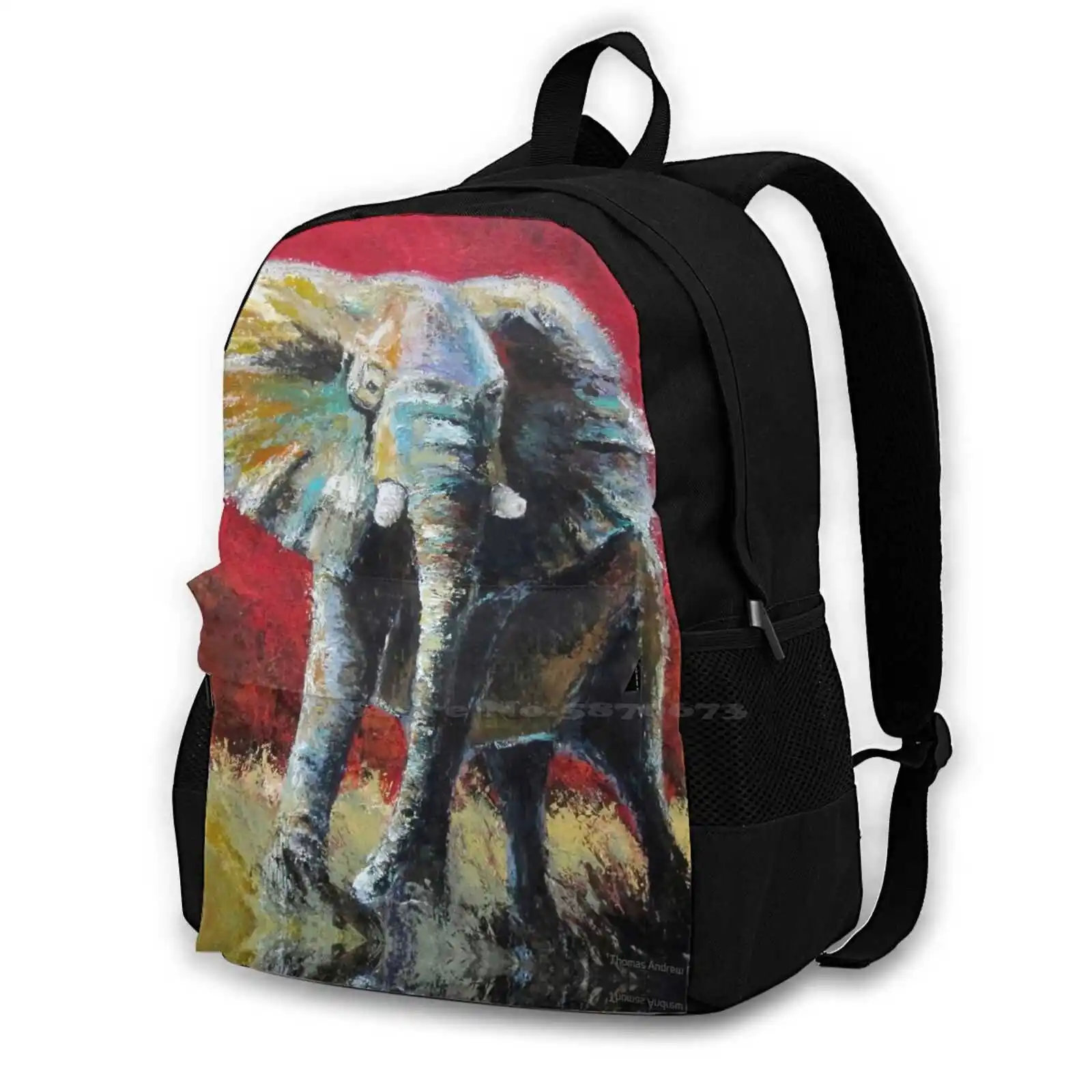 

Feeling The Dynasty By Thomas Andrew Pattern Design Bag Student'S Backpack Elephants Elephant Art Red Elephant Tusks Art Alabama