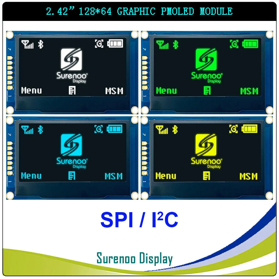 

Real OLED Display, 2.42" 128*64 12864 SPI I2C / IIC Graphic LCD Module Screen LCM Screen SSD1309 Controller