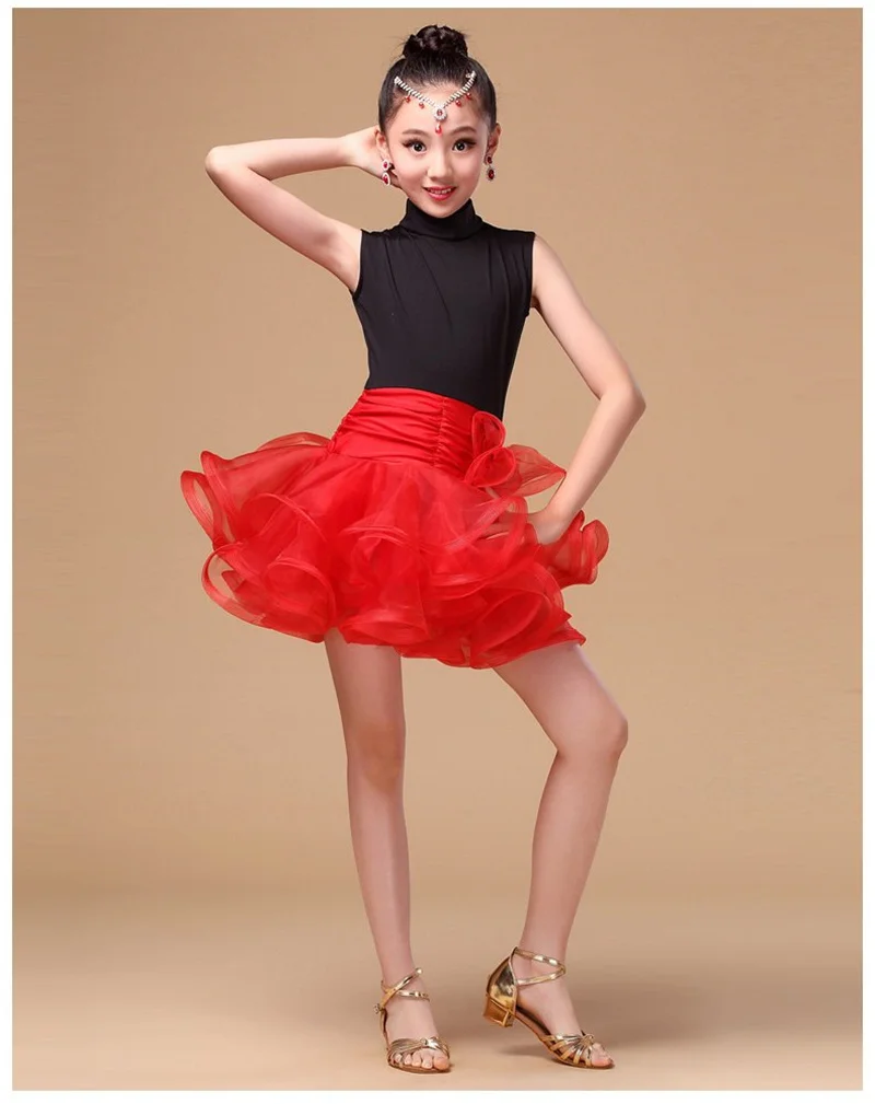 2021 Girl Sleeveless Latin Dance Dress Children Ballroom Dance Dresses Kids Salsa Rumba Cha Cha Samba Tango performance Dress