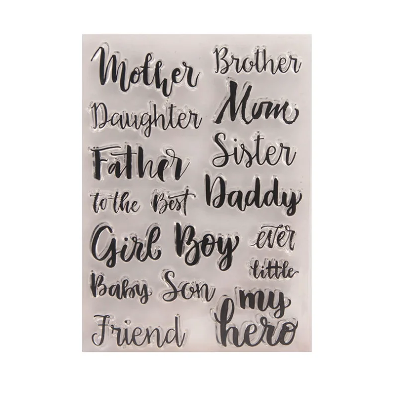 Family Member Transparent Clear Silicone Stamp Seal DIY Scrapbook Rubber Hand Account Photo Album Diary Decor Reusable 15*10.5cm