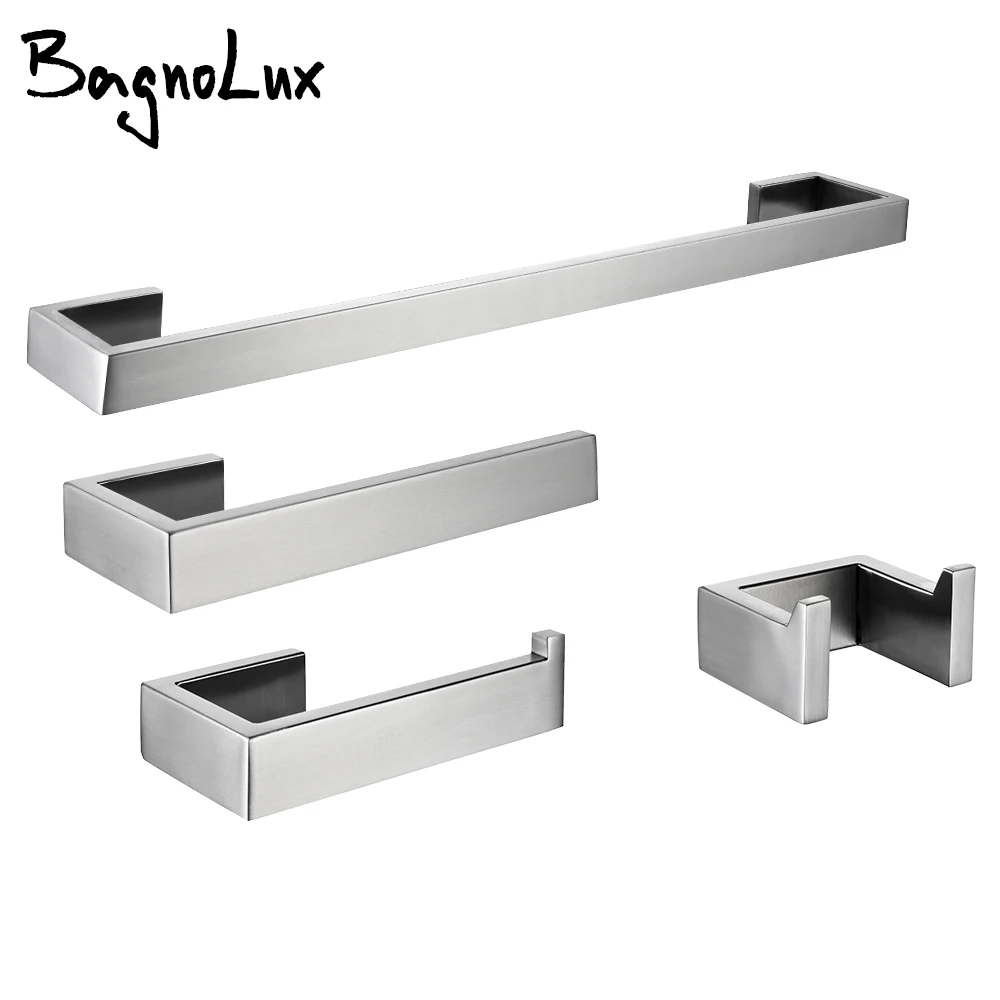 BagnoLux Brushed Stainless Steel Beautiful Wall Hook Toilet Paper Holder Towel Bar Bathroom Accessories