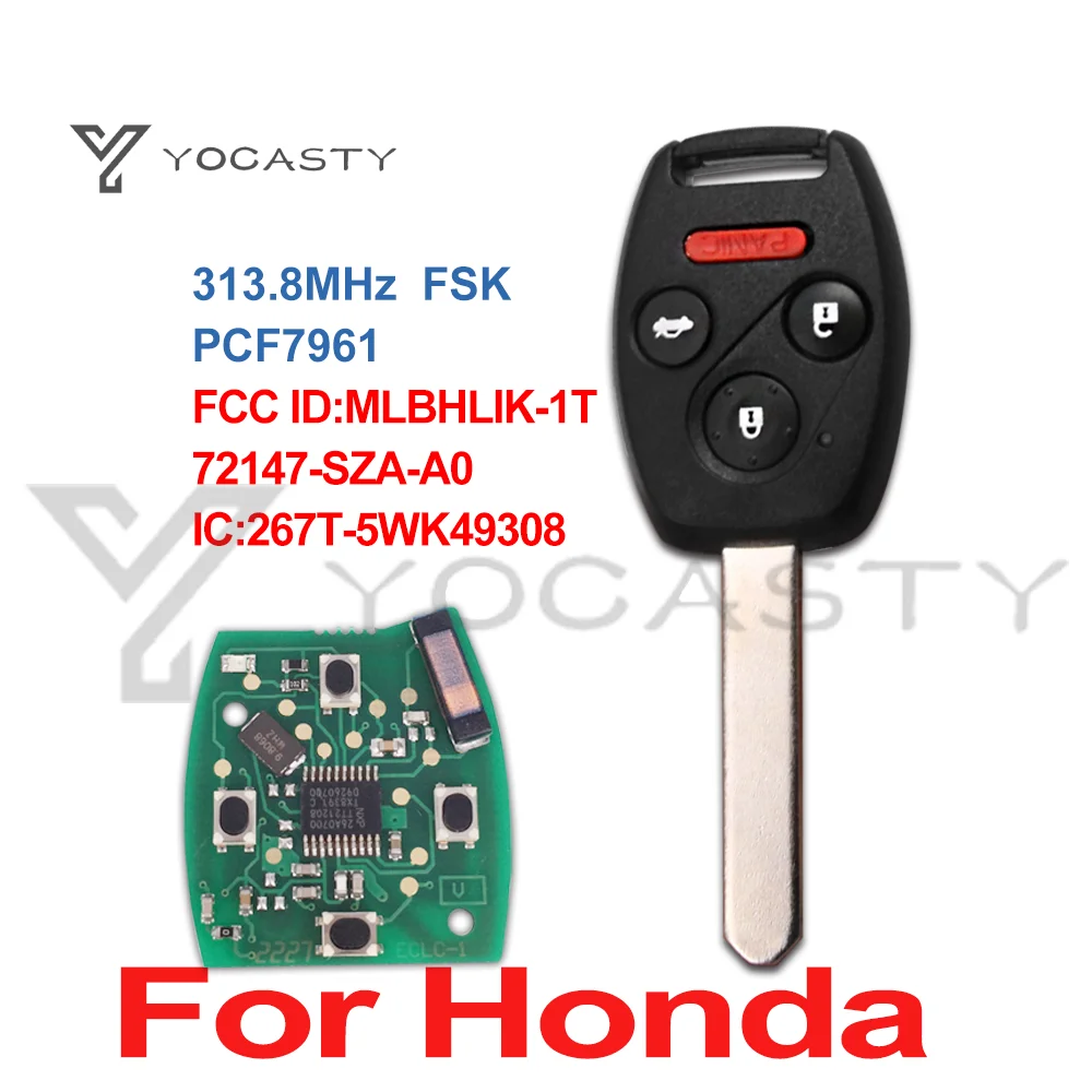 

YOCASTY 313.8Mhz PCF7961 Chip MLBHLIK-1T N5F-S0084A 3Button Remote Car Key For Honda CRV Fit Accord CR-Z Civic Odyssey 2006-2013