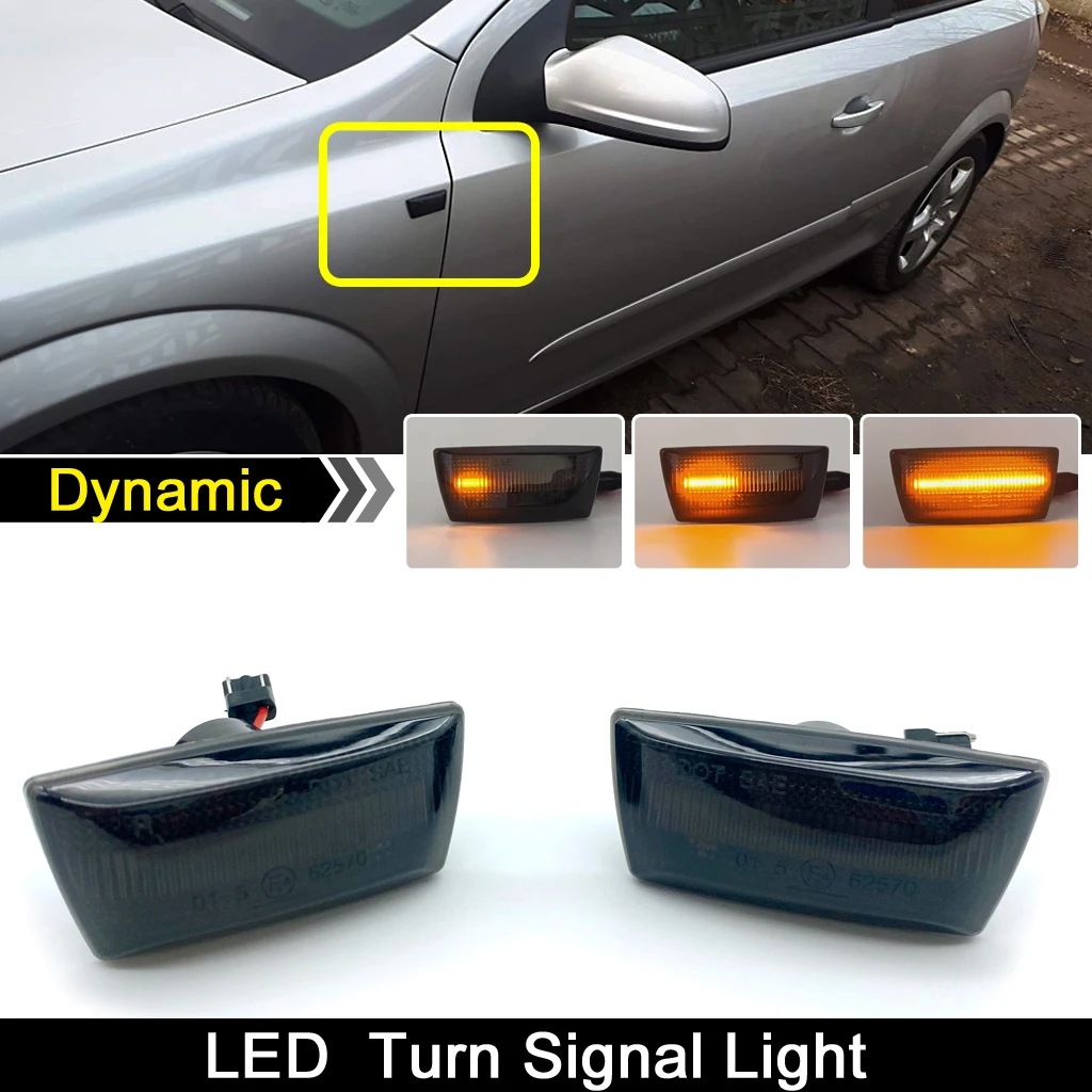 For Opel Adam Astra Chevrolet Aveo Holden Cruze Cadillac Buick Daewoo Smoked Lens LED Side Marker Light Dynamic Turn Signal Lamp