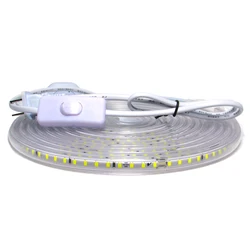 Taśma LED 220 V 2835 wysoka jasność 120 leds/m taśma dioda wodoodporna 220 V LED listwa oświetleniowa 220 V Volt do pokoju na zewnątrz z przełącznikiem