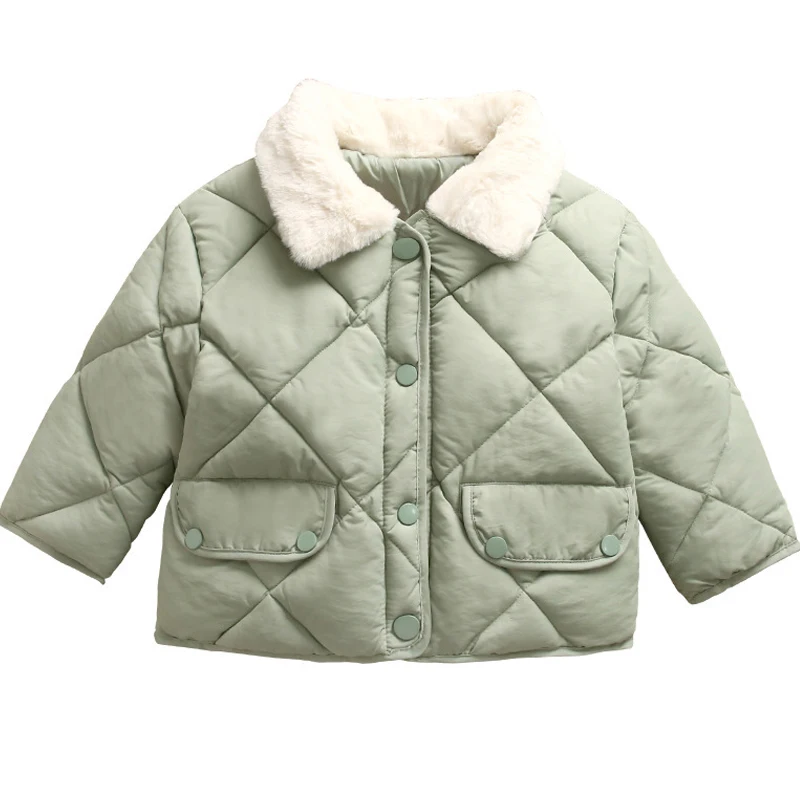 

2021 Autumn Girls Jackets Fashion Baby Boys Pocket Jacket Fur Collar Outerwear Kids Clothes Children Warm Coats Jacket 2-6 Years