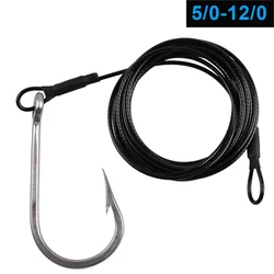 2PCS Tuna Fishing Hooks 400LB Big game Trolling Jig Bait rig Nylon Coated Cable Leader Rigging Saltwater Shark Toothy Fishhooks