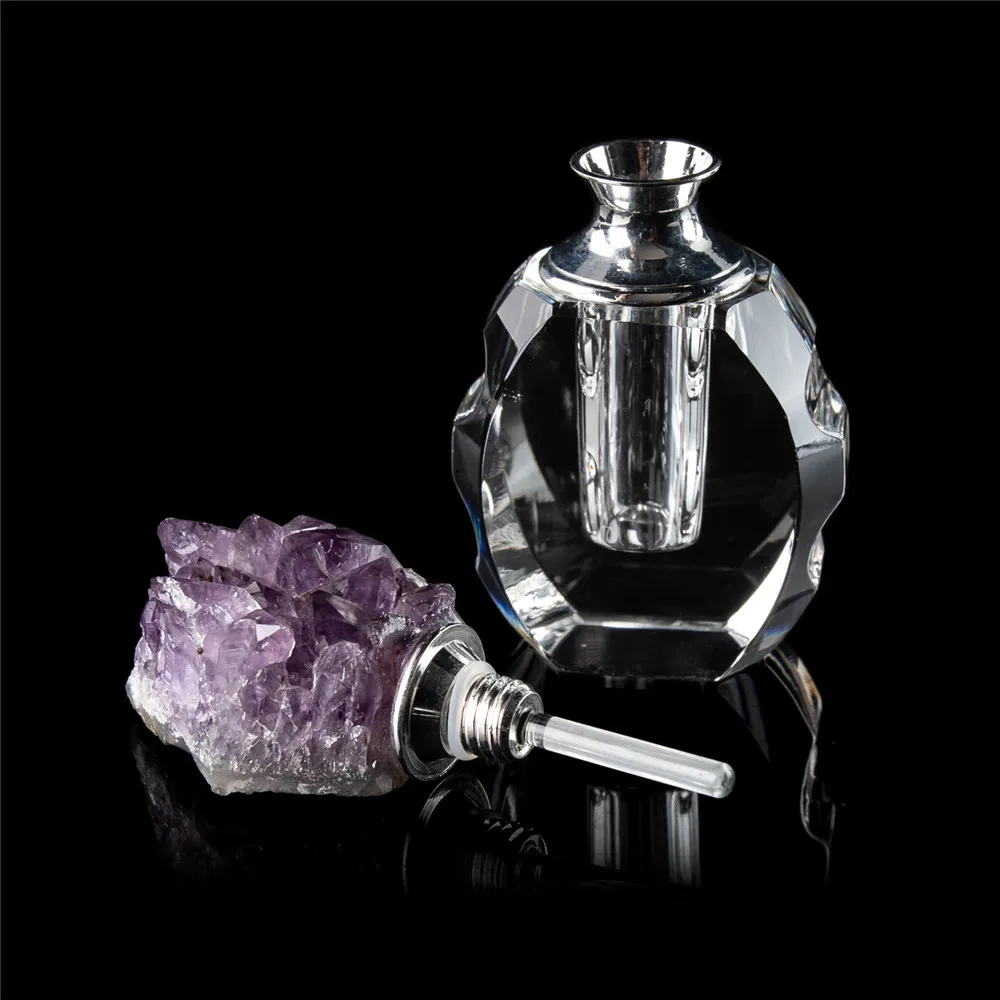 1pcs Natural Stones Amethyst Cluster Perfume Bottles Women Home Decor On The Dressing Table