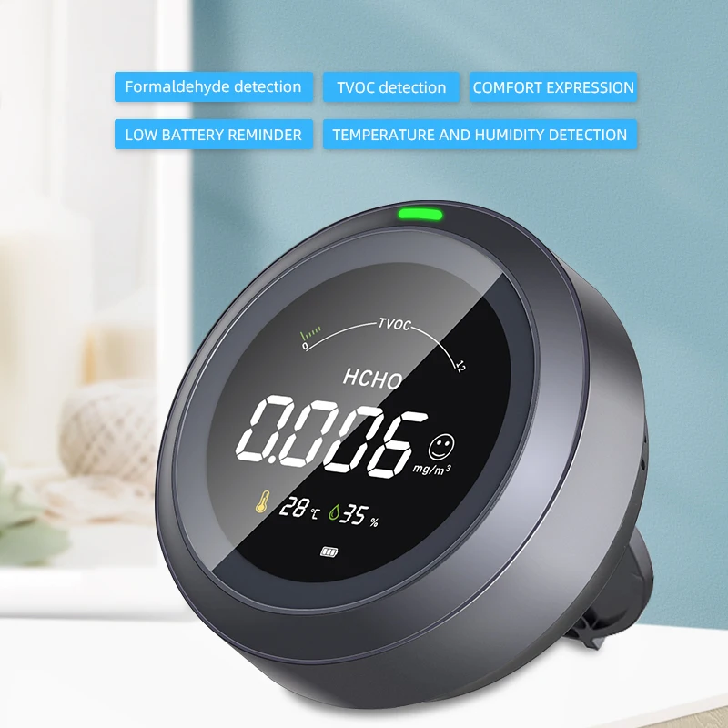 Fabisense Luchtkwaliteit Monitor Formaldehyde Detector Professionele Tvoc Hcho Hygrometer Hermometer Sensor Indoor Gas Analyzer PTH2