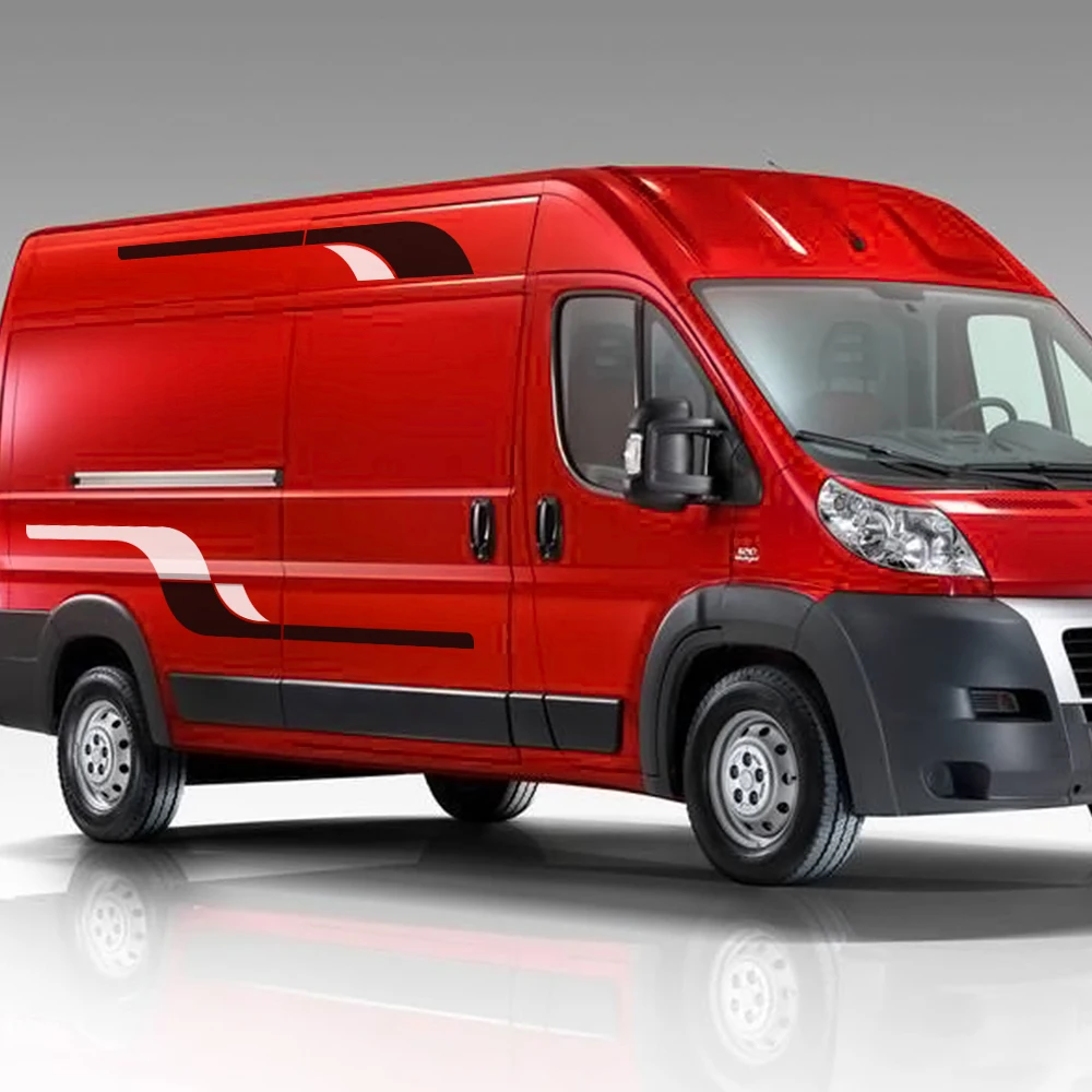 4 Uds pegatinas laterales largas para coche gráficos Camper Van Auto Racing calcomanías para Fiat Ducato accesorios de película de vinilo decoración DIY