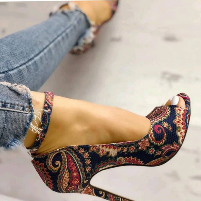 New Gladiator sandals women Small or big size 30-44 print platform high heels sexy fashion buckle strap party wedding shoes 9H