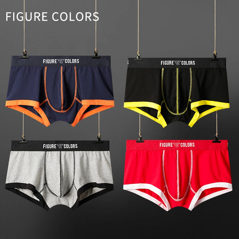 4Pcs New Brand Underwear Men Boxers Cotton Breathable Boxer Men Underwear U Convex Pouch Sexy Underpants Solid Homewear Shorts
