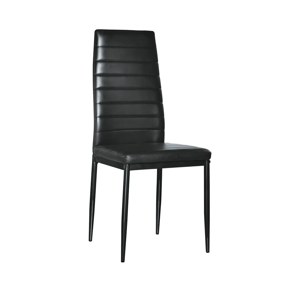 6pcs Elegant Assembled Stripping Texture High Backrest Dining Chairs Black US and FR Warehouse  In Stock