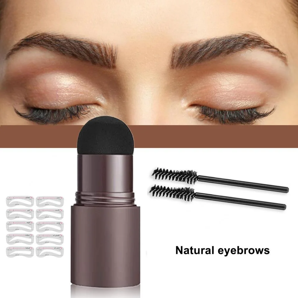 4 Colour Natural Stick Hair Line Contour Template Eyebrow Shaping Kit Stamp And 10 Pieces Brow Stencil Long Lasting Waterproof